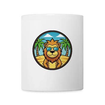 Löwe Lustige Cartoon Sommer Strand Sonnenbrille Aufkleber - Tasse - Weiß - Vorne