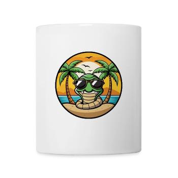 Schlange Lustige Cartoon Sommer Strand Sonnenbrille Cool - Tasse - Weiß - Vorne