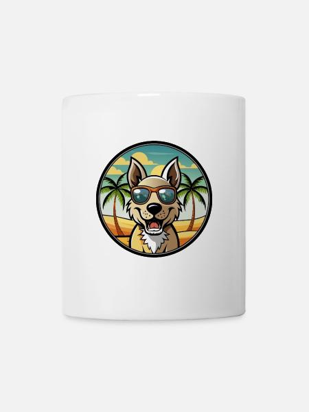 Indien Paria Chien Race Dessin Animé Lunettes De Soleil Plage - Mug blanc - blanc