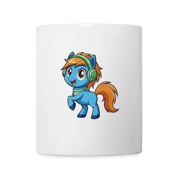 Pony Lustige Zeichentrickfigur Kopfhörer Musik - Tasse - Weiß - Vorne