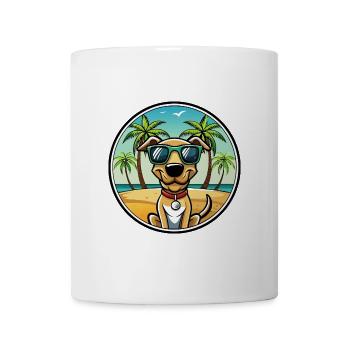 Plott Hound Hund Rasse Cartoon Sonnenbrille Strand - Tasse - Weiß - Vorne