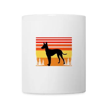 Cirneco Dell Etna Hund Liebe Silhouette Retro Sonnenuntergang - Tasse - Weiß - Vorne