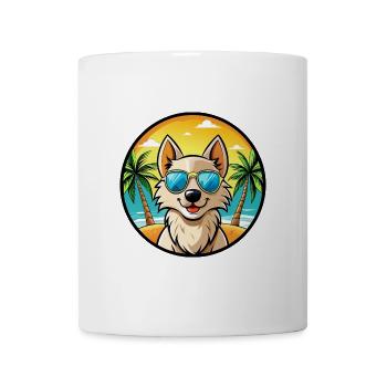 Nordic Spitz Hunderasse Cartoon Sonnenbrille Strand - Tasse - Weiß - Vorne