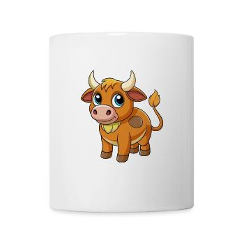 Stier Niedliche Maskottchen Zeichentrickfigur Kawaii - Tasse - Weiß - Vorne