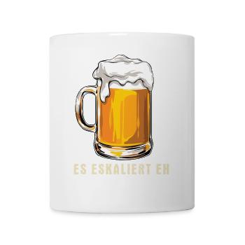 Es eskaliert eh - Party - Saufen - Spruch - Tasse - Weiß - Vorne