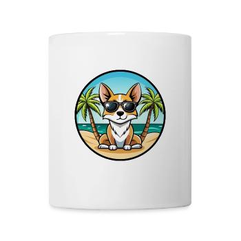 Miniatur Foxterrier Hunderasse Cartoon Sonnenbrille - Tasse - Weiß - Vorne