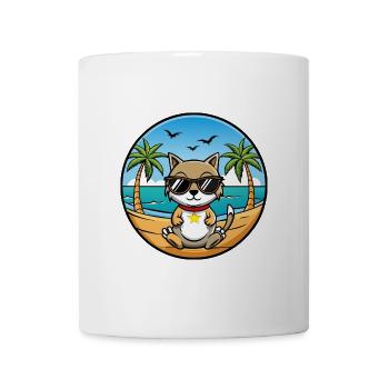 Zypern Katzenrasse Cartoon Sonnenbrille Strand - Tasse - Weiß - Vorne