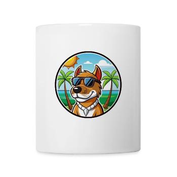 Norwegischer Windhund Dunker Hunderasse Cartoon Strand - Tasse - Weiß - Vorne