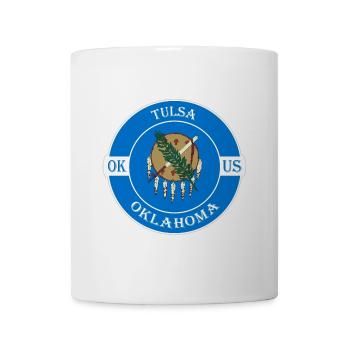 Tulsa Oklahoma Flagge USA Reise Souvenir Abzeichen - Tasse - Weiß - Vorne