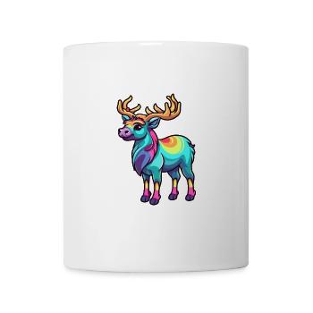 Karibu buntes Aquarell Cartoon Kawaii Tier - Tasse - Weiß - Vorne