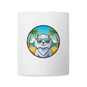 Weiße Langhaarkatze Persische Katzenrasse Cartoon Strand - Tasse - Weiß - Vorne