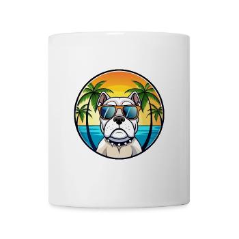 Bouledogue américain race dessin animé lunettes de soleil plage - Mug blanc - blanc - Devant