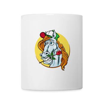 Romeo Pferd mit Rose - Lustiger Gaul verliebt - Tasse - Weiß - Vorne
