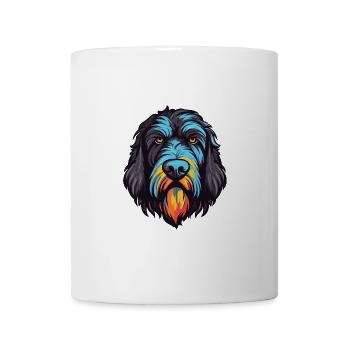 Schwarzer Russischer Terrier Hund Rasse Aquarell Karikatur - Tasse - Weiß - Vorne