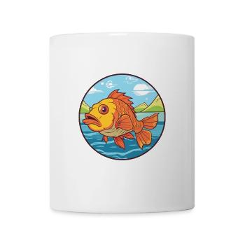 Fisch Aquarell Karikatur Kawaii Clipart Tier - Tasse - Weiß - Vorne