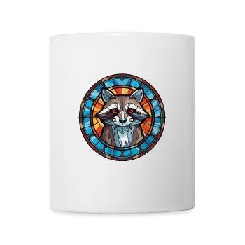 Waschbär bunte Aquarell Tier Illustration - Tasse - Weiß - Vorne