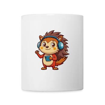 hérisson drôle de personnage de dessin animé musique de casque - Mug blanc - blanc - Devant