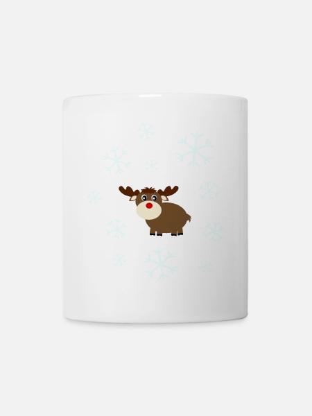 Rentier im Schnee Elche Schneeflocke Weihnachten - Tasse - Weiß