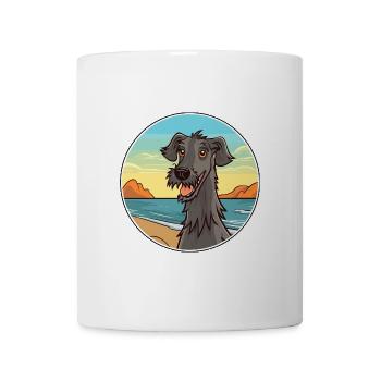 Schottischer Deerhound Hund Rasse Cartoon Kawaii Hund - Tasse - Weiß - Vorne