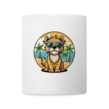 Brikett Griffon Vendéen Hunderasse Cartoon Strand - Tasse - Weiß - Vorne