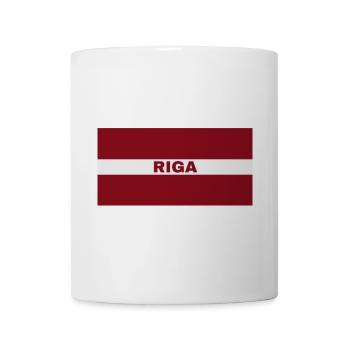 Riga Stadt in lettischer Flagge - Tasse - Weiß - Vorne