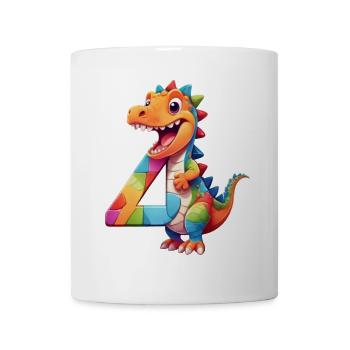 DINO 4 JAHRE DINOSAURIER NUMMER 4. GEBURTSTAG - Tasse - Weiß - Vorne