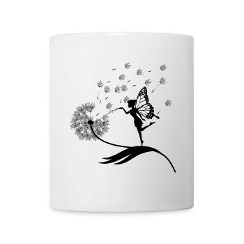 Schmetterlingdesign Pusteblumen Wiese Herzen Feen - Tasse - Weiß - Vorne