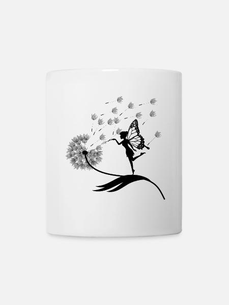 Schmetterlingdesign Pusteblumen Wiese Herzen Feen - Tasse - Weiß