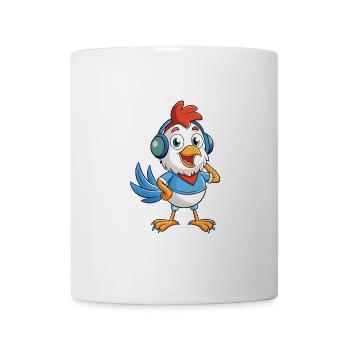 Huhn Lustige Cartoon Figur Kopfhörer Musik - Tasse - Weiß - Vorne