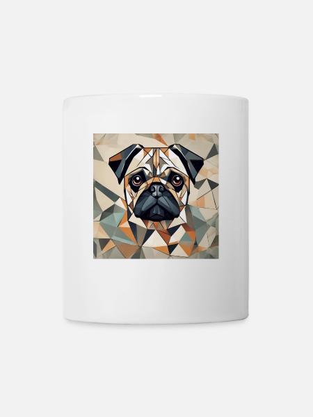 Polygon Mops Porträt - Tasse - Weiß