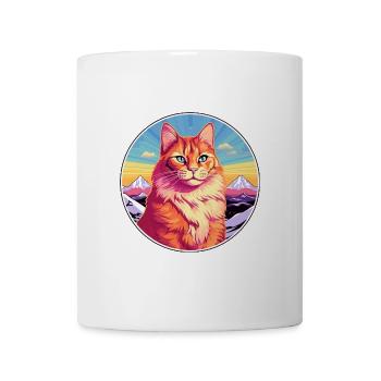 Ingwer Langhaar Katze Bunte Karikatur Aquarell il - Tasse - Weiß - Vorne