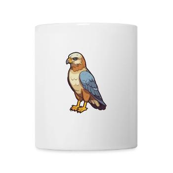 Bussard-Karikatur-Kawaii-Aquarellillustration - Tasse - Weiß - Vorne