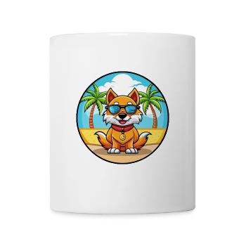 Chinesische kaiserliche Hunderasse Cartoon Sonnenbrille Strand - Tasse - Weiß - Vorne