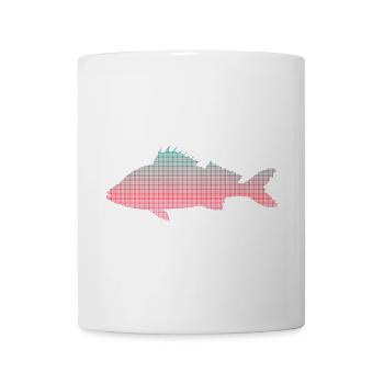 Barsch Angler Design verpixelt Barsche Angeln - Tasse - Weiß - Vorne