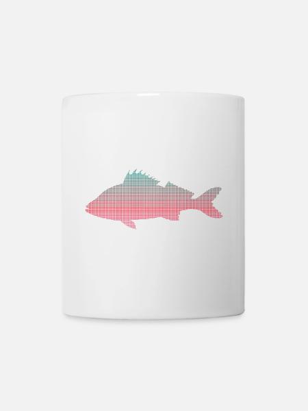 Barsch Angler Design verpixelt Barsche Angeln - Tasse - Weiß