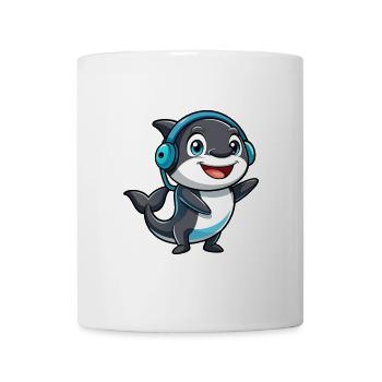 Orca Lustige Zeichentrickfigur Kopfhörer Musik - Tasse - Weiß - Vorne