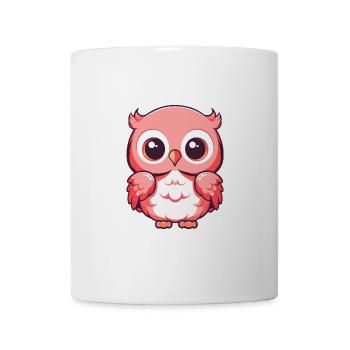 Eule süßes glückliches Kawaii Cartoon Clipart Tier - Tasse - Weiß - Vorne
