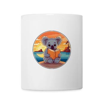 Koala Niedliche Lustige Karikatur Kawaii Buch Strand - Tasse - Weiß - Vorne