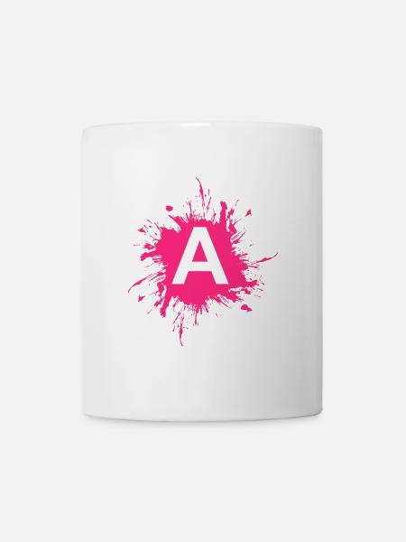 Team A Buchstabe A Anfangsbuchtabe Rosa - Tasse - Weiß