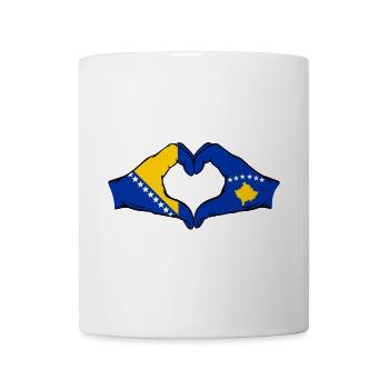 Bosnien Kosovo Flagge Hände Herzform - Tasse - Weiß - Vorne