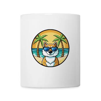 Lunettes de soleil de dessin animé de race de chien du Groenland plage - Mug blanc - blanc - Devant