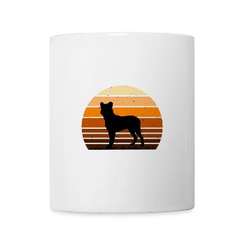 Cao Fila De Seo Miguel Hund Silhouette Retro Sonnenuntergang - Tasse - Weiß - Vorne