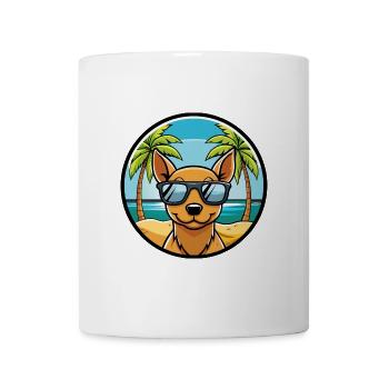 Peruanische haarlose Hunderasse Cartoon Sonnenbrille Strand - Tasse - Weiß - Vorne