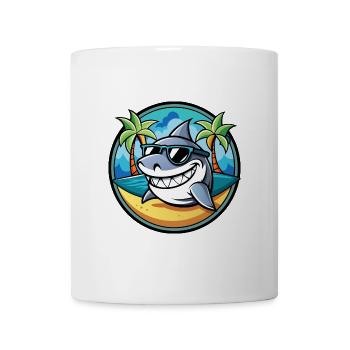 Shark Funny Cartoon Summer Beach Sunglasses Cool - Mug - white - Front