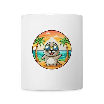 Lunettes de soleil de plage d’été de dessin animé drôle de phoque - Mug blanc - blanc - Devant