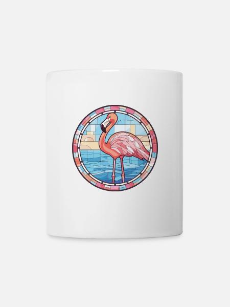 Flamingo Bunte Aquarell-Tierillustration - Tasse - Weiß