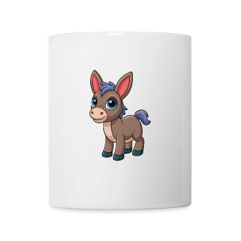 Esel Niedliche Maskottchen Zeichentrickfigur Kawaii - Tasse - Weiß - Vorne