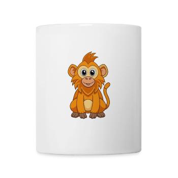 Pavian Niedliche Maskottchen Zeichentrickfigur Kawaii - Tasse - Weiß - Vorne