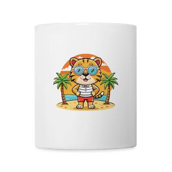 Tiger Lustige Cartoon Sommer Strand Sonnenbrille - Tasse - Weiß - Vorne