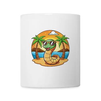 Schlange Lustige Cartoon Sommer Strand Sonnenbrille - Tasse - Weiß - Vorne